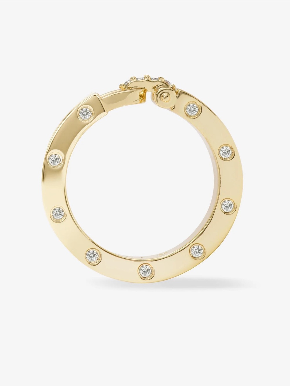 Melinda Maria Gold Smooth Lock Ring with Simulated Diamond Accents